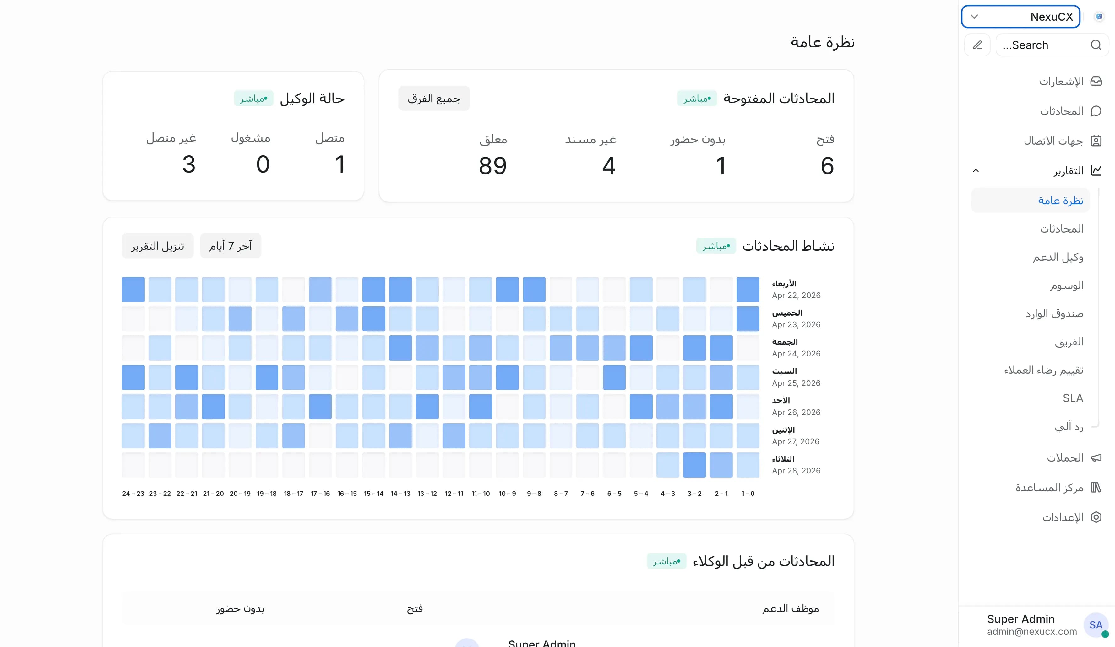 NexuCX product interface