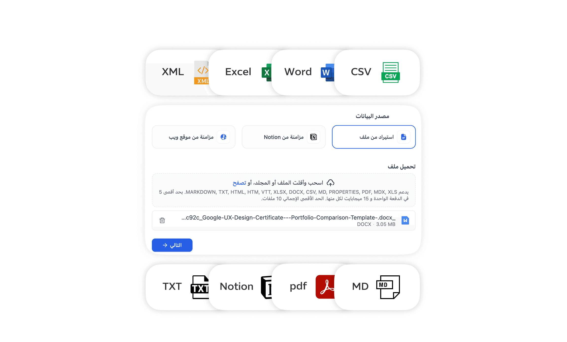 التعامل مع البيانات المختلفة
